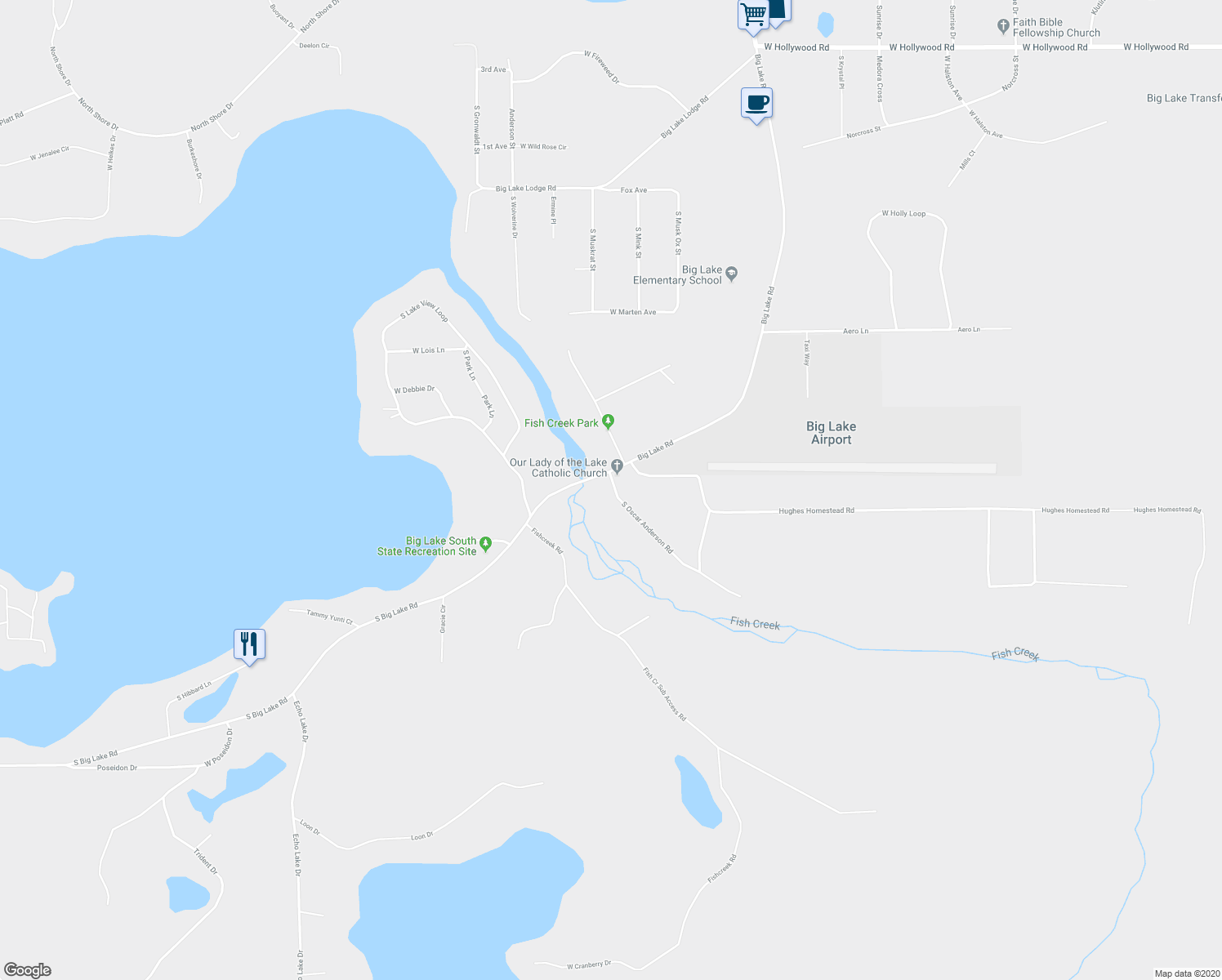 map of restaurants, bars, coffee shops, grocery stores, and more near 4152 South Oscar Anderson Road in Wasilla