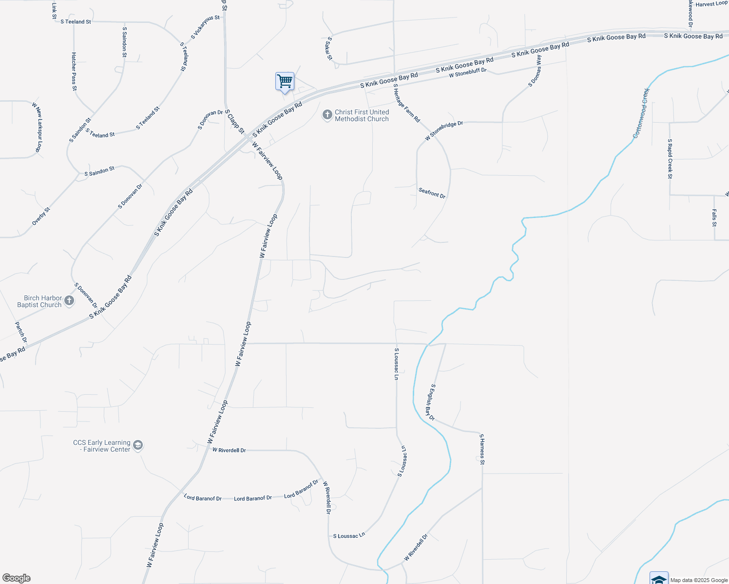 map of restaurants, bars, coffee shops, grocery stores, and more near 3150 Top of the World Circle in Wasilla