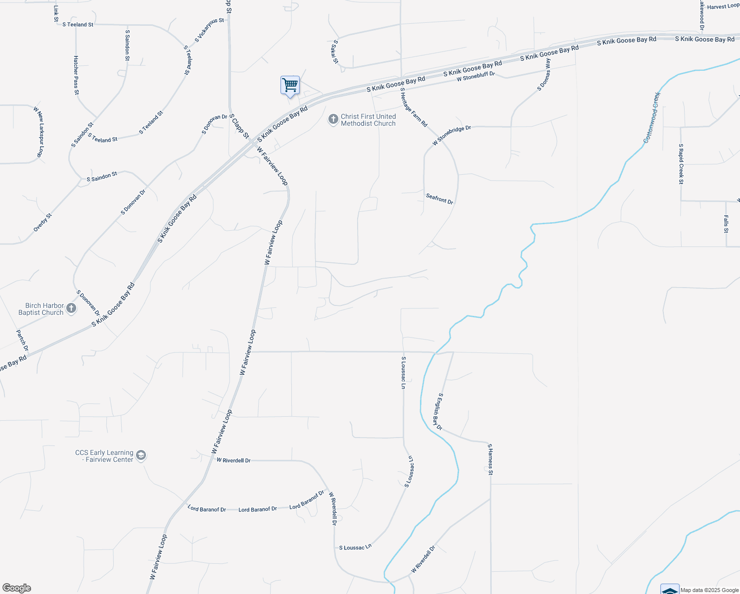 map of restaurants, bars, coffee shops, grocery stores, and more near 3150 Top of the World Circle in Wasilla