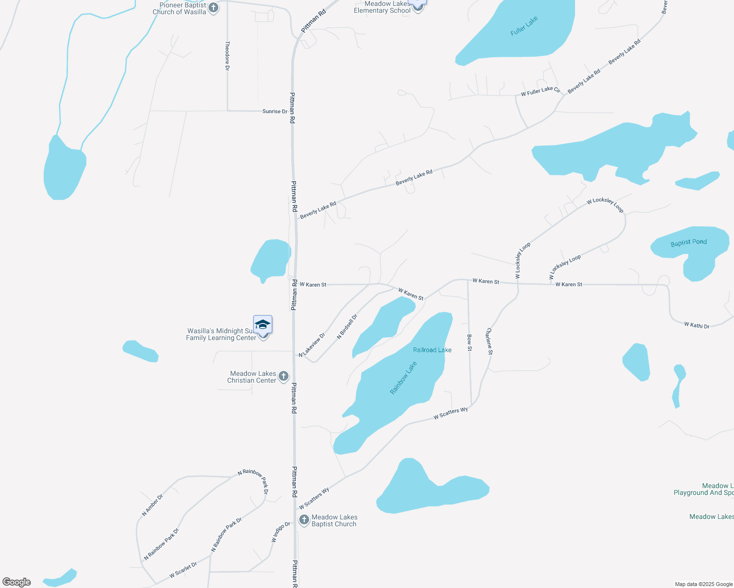 map of restaurants, bars, coffee shops, grocery stores, and more near 1801 North Lakeview Drive in Wasilla