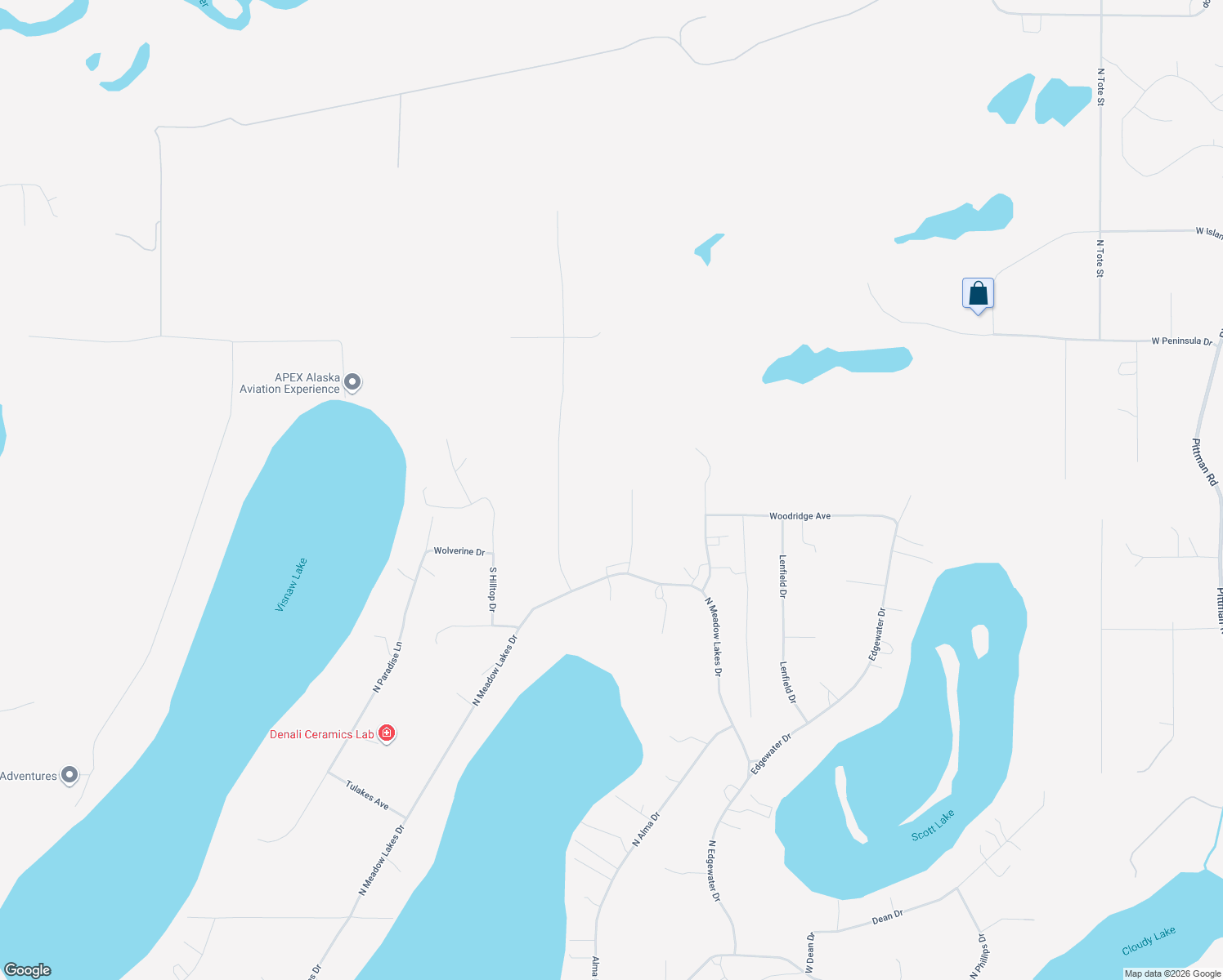 map of restaurants, bars, coffee shops, grocery stores, and more near 3900 Miramar Street in Wasilla