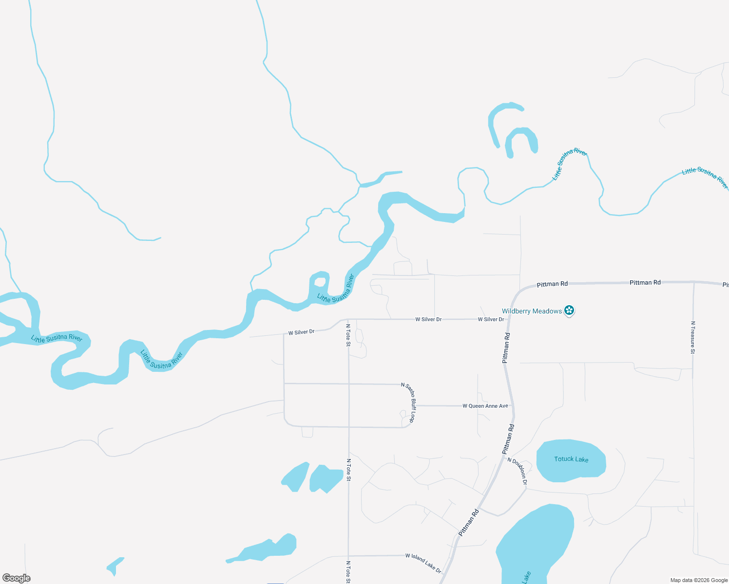 map of restaurants, bars, coffee shops, grocery stores, and more near 7201 West Silver Drive in Wasilla