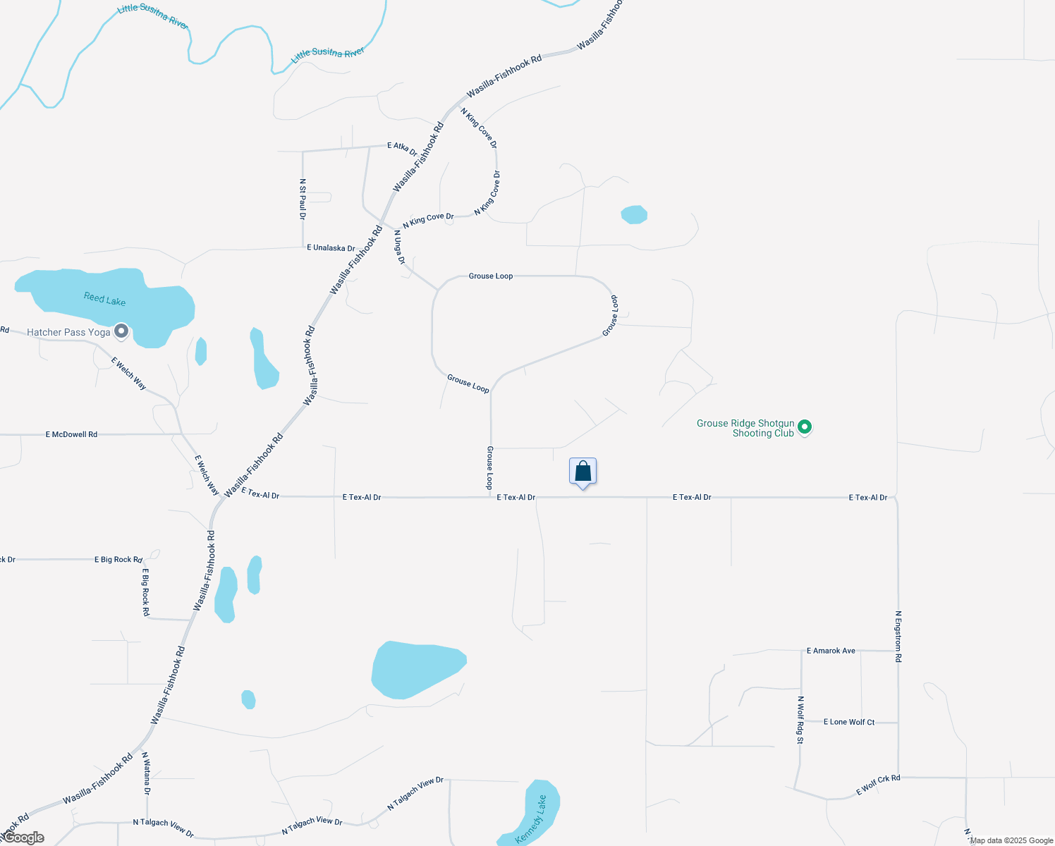 map of restaurants, bars, coffee shops, grocery stores, and more near 6293 East Ptarmigan Circle in Wasilla