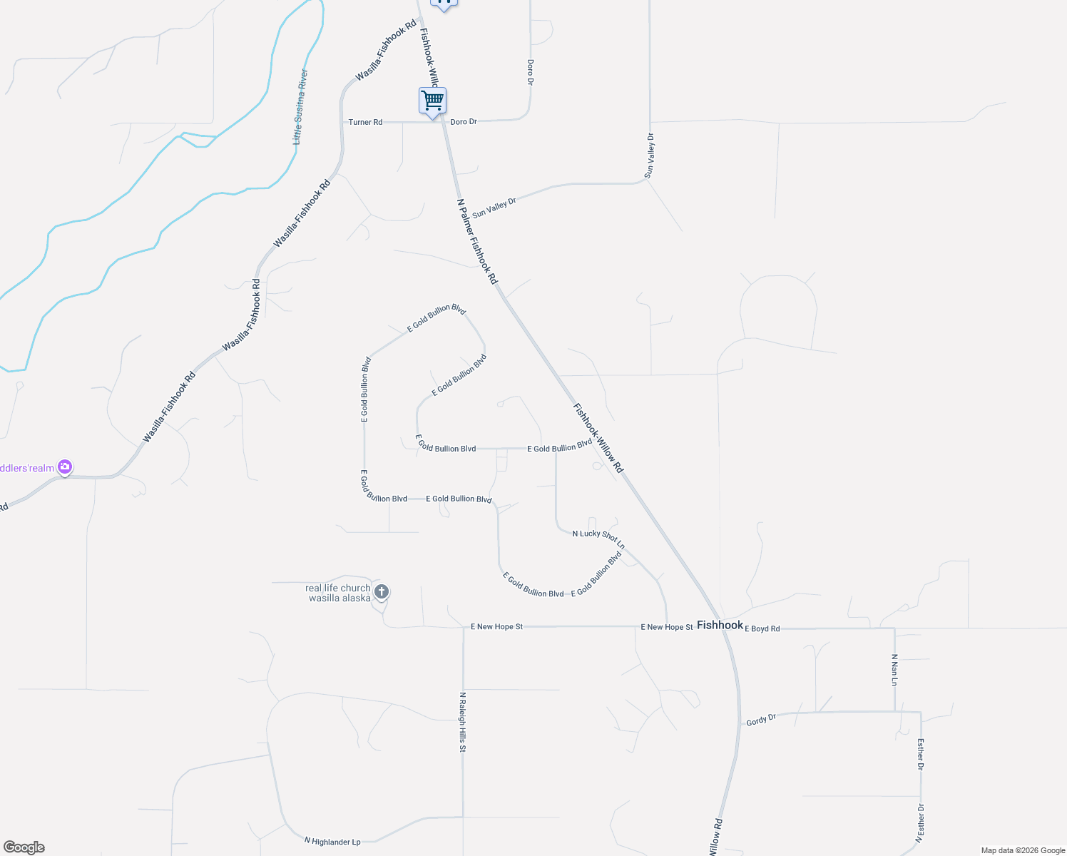 map of restaurants, bars, coffee shops, grocery stores, and more near 8280 North Gold Creek Circle in Palmer