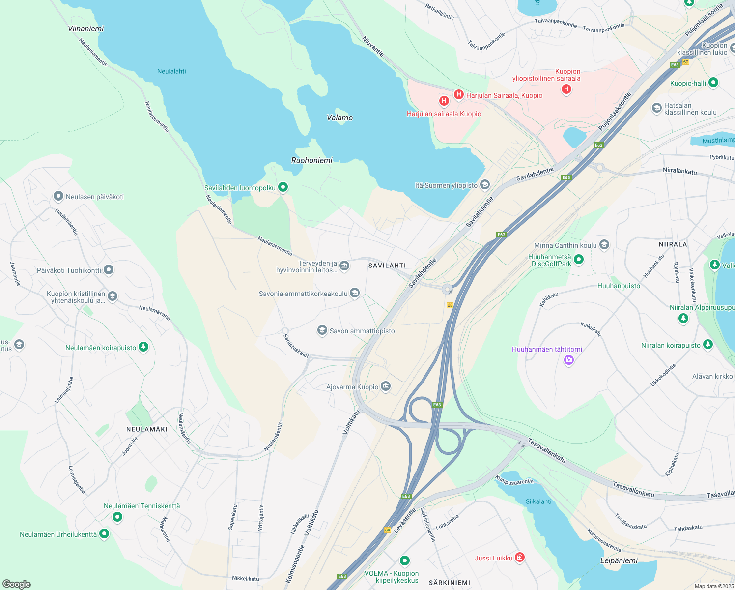 map of restaurants, bars, coffee shops, grocery stores, and more near in Kuopio