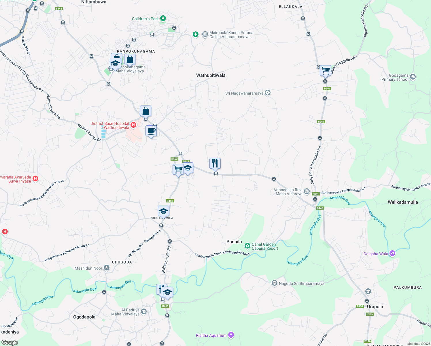 map of restaurants, bars, coffee shops, grocery stores, and more near Haggalla Road in Gampaha