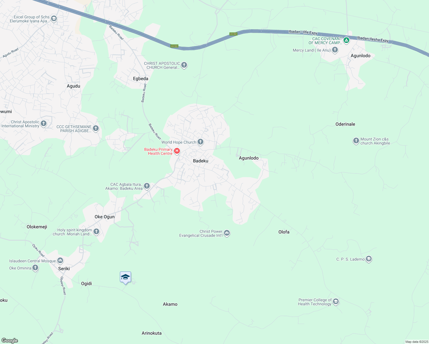 map of restaurants, bars, coffee shops, grocery stores, and more near Badeku Road in Badeku