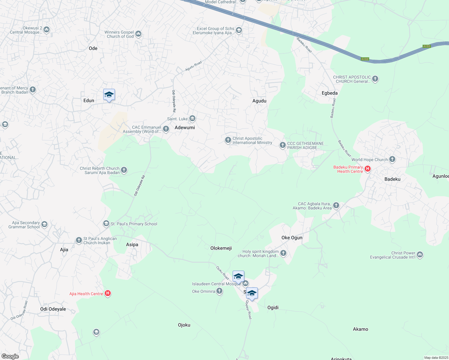 map of restaurants, bars, coffee shops, grocery stores, and more near in Adewumi