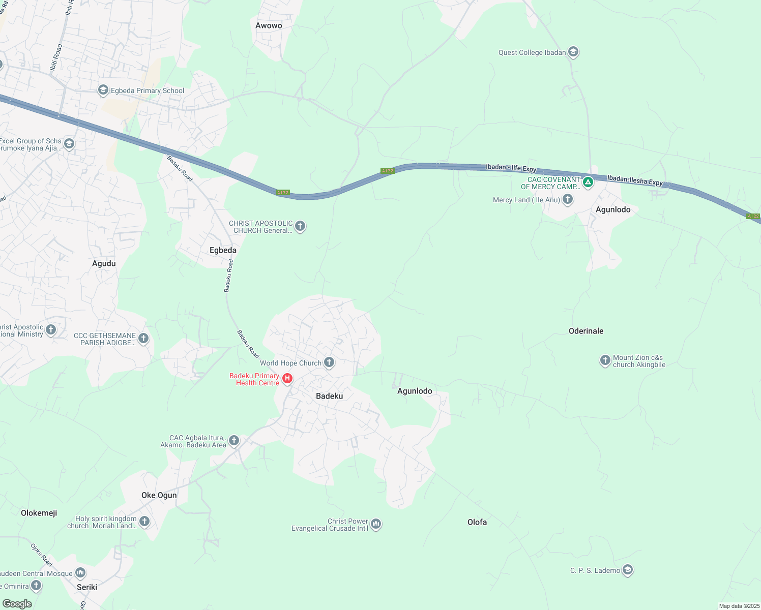 map of restaurants, bars, coffee shops, grocery stores, and more near Badeku Road in Badeku