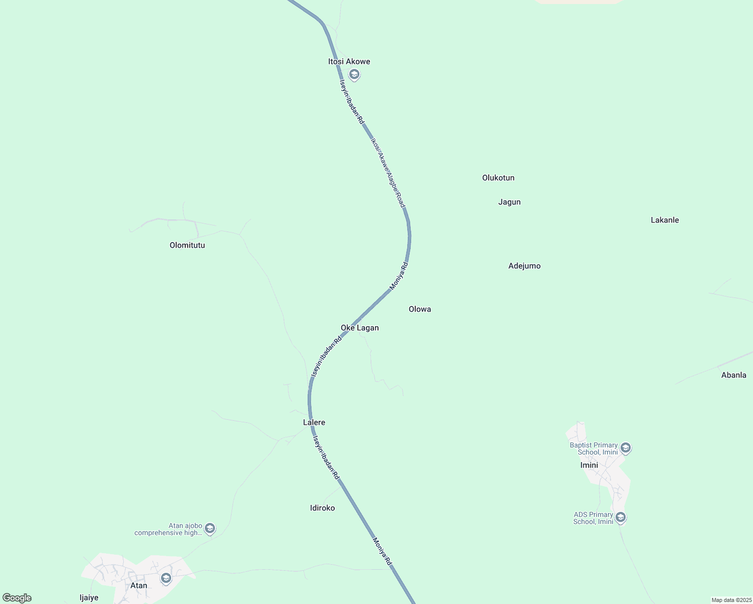map of restaurants, bars, coffee shops, grocery stores, and more near Iseyin-Ibadan Road in Ijaiye Orile