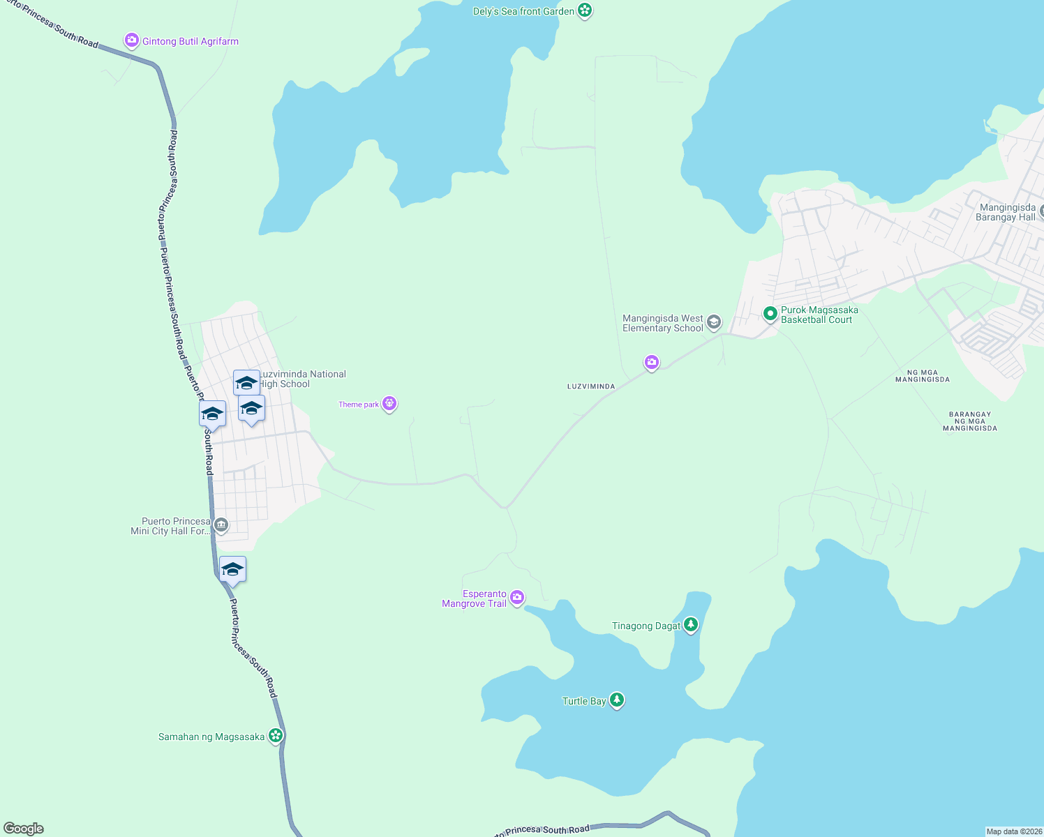 map of restaurants, bars, coffee shops, grocery stores, and more near Unnamed Road in Puerto Princesa