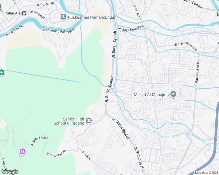 map of restaurants, bars, coffee shops, grocery stores, and more near Jalan Sutan Syahrir in Padang