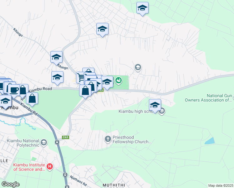 map of restaurants, bars, coffee shops, grocery stores, and more near in Kiambu