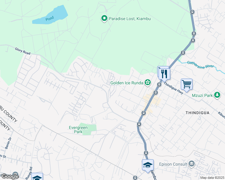 map of restaurants, bars, coffee shops, grocery stores, and more near in Kiambu