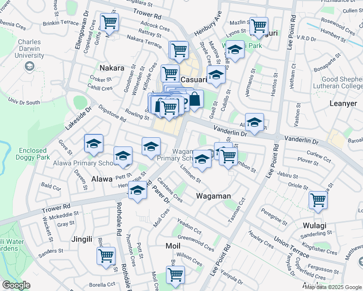 map of restaurants, bars, coffee shops, grocery stores, and more near 234 Trower Road in Wagaman