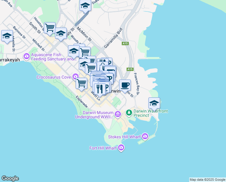 map of restaurants, bars, coffee shops, grocery stores, and more near in 