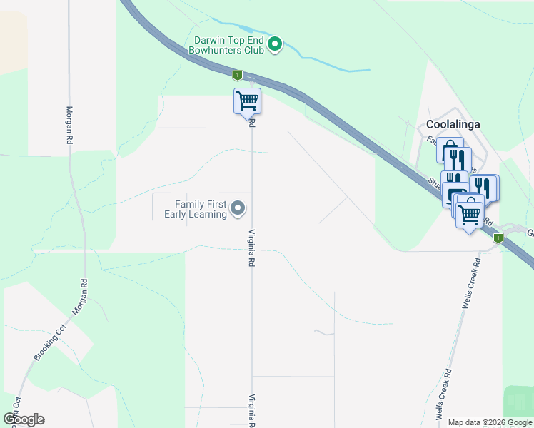 map of restaurants, bars, coffee shops, grocery stores, and more near 83 Virginia Road in Virginia