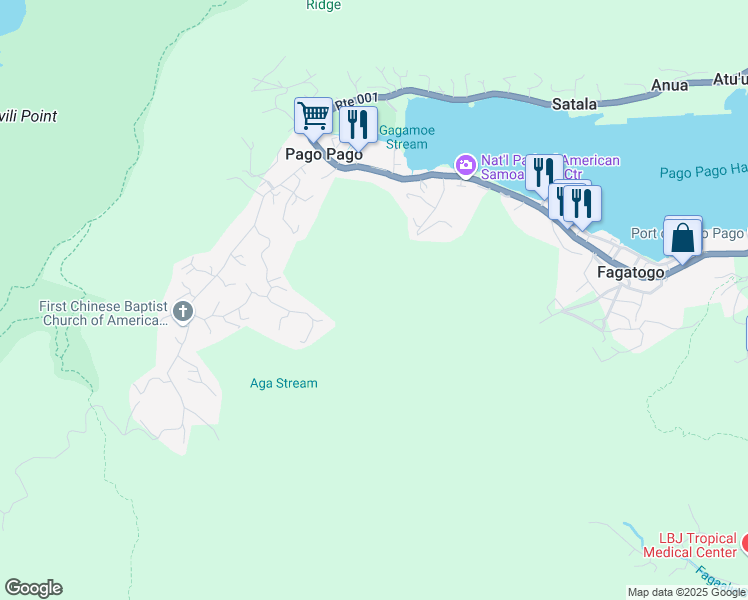map of restaurants, bars, coffee shops, grocery stores, and more near in Pago Pago