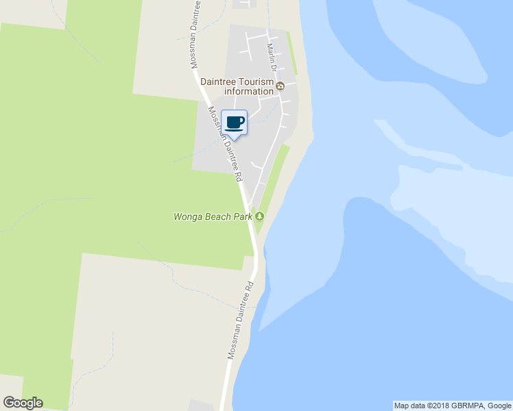 map of restaurants, bars, coffee shops, grocery stores, and more near 3 Marlin Drive in Wonga Beach
