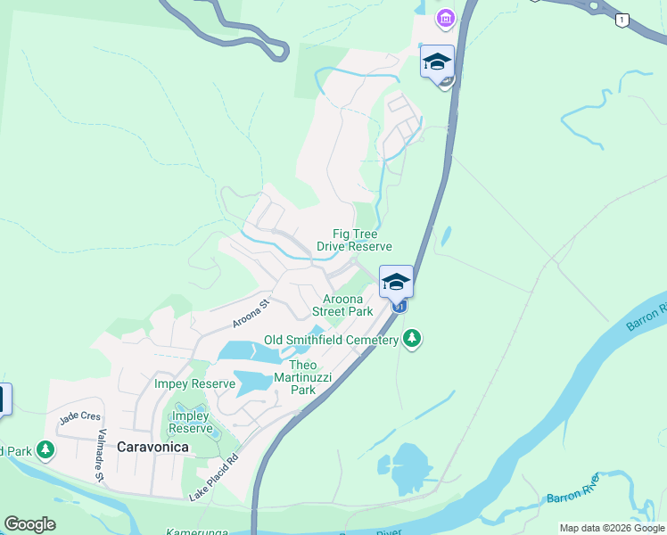 map of restaurants, bars, coffee shops, grocery stores, and more near 8 Red Peak Boulevard in Caravonica