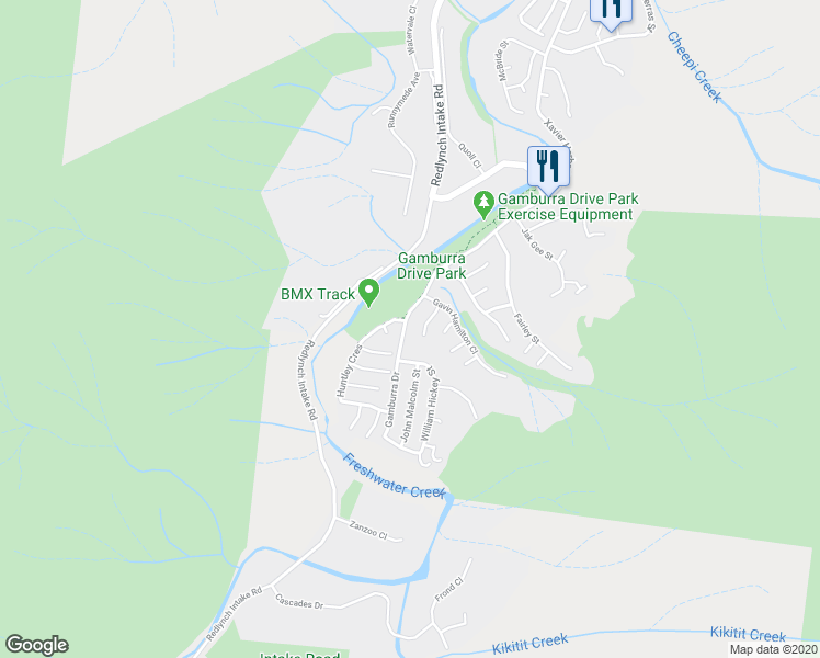 map of restaurants, bars, coffee shops, grocery stores, and more near 69 Gamburra Drive in Redlynch