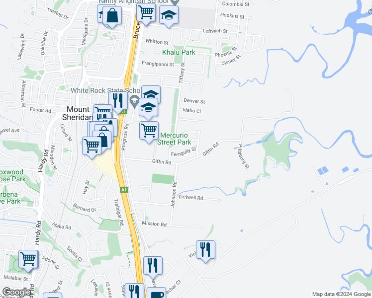 map of restaurants, bars, coffee shops, grocery stores, and more near 10A Ferngully Street in White Rock