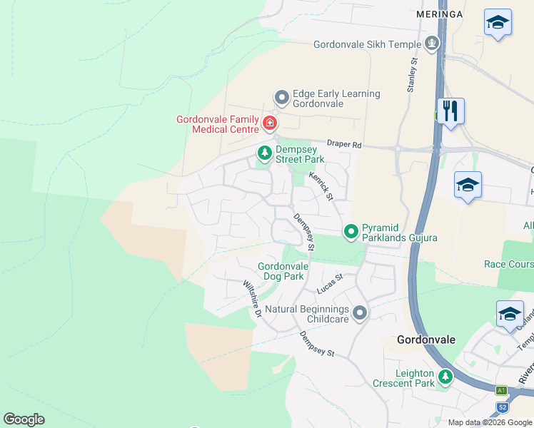 map of restaurants, bars, coffee shops, grocery stores, and more near 6 Bonner Close in Gordonvale