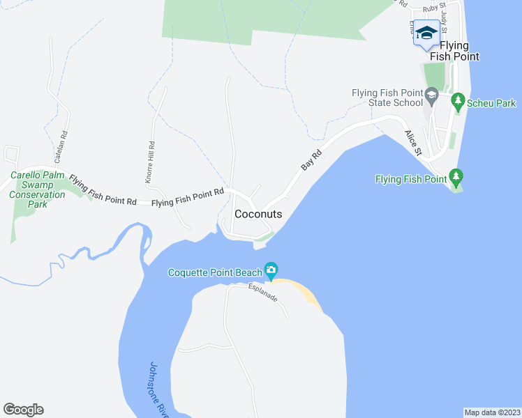 map of restaurants, bars, coffee shops, grocery stores, and more near 17 Bay Road in Coconuts
