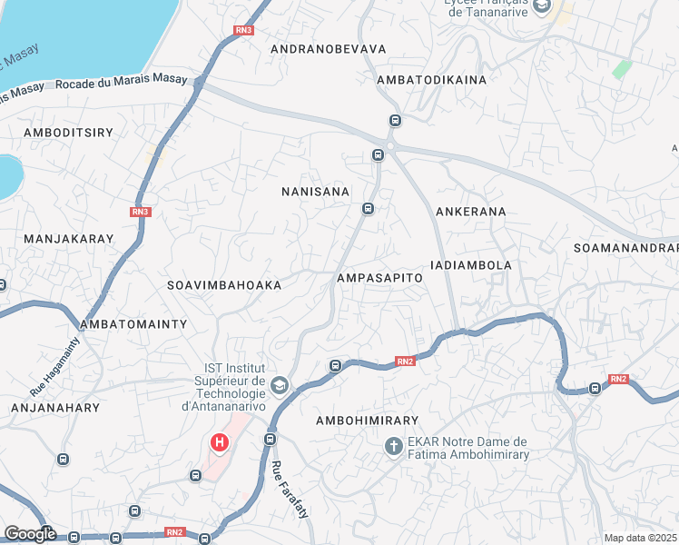 map of restaurants, bars, coffee shops, grocery stores, and more near Route Nanisana in Antananarivo