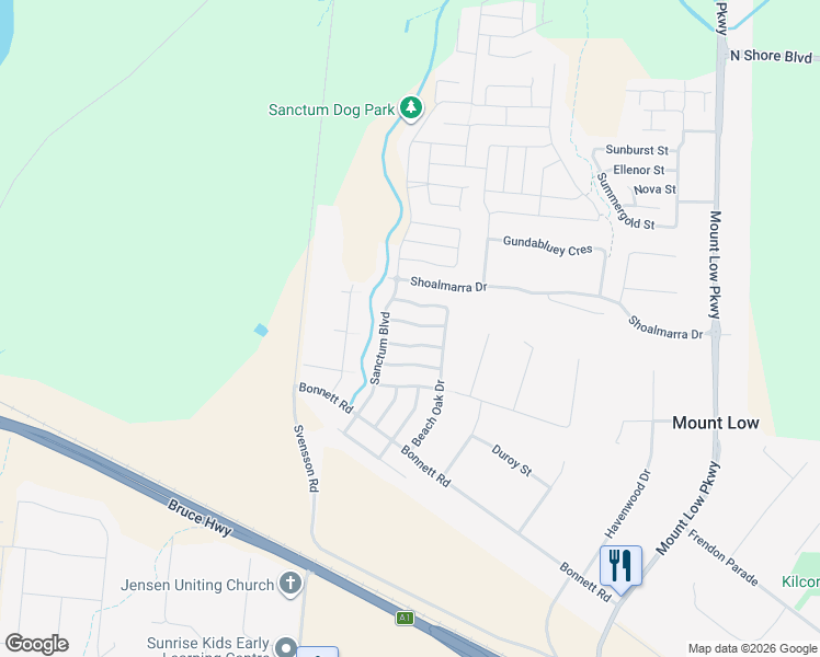 map of restaurants, bars, coffee shops, grocery stores, and more near 32 Brush Cherry Street in Mount Low