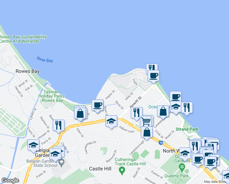 map of restaurants, bars, coffee shops, grocery stores, and more near 2 Hayes Street in North Ward
