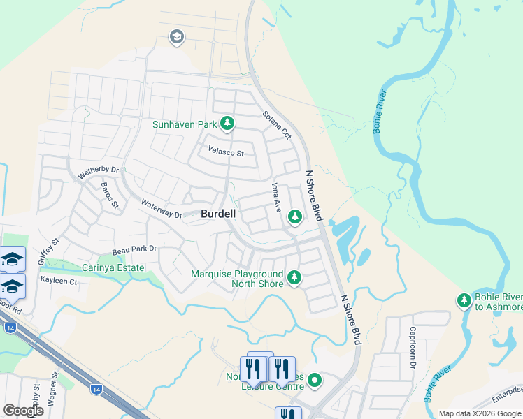 map of restaurants, bars, coffee shops, grocery stores, and more near 10 Oculina Street in Burdell