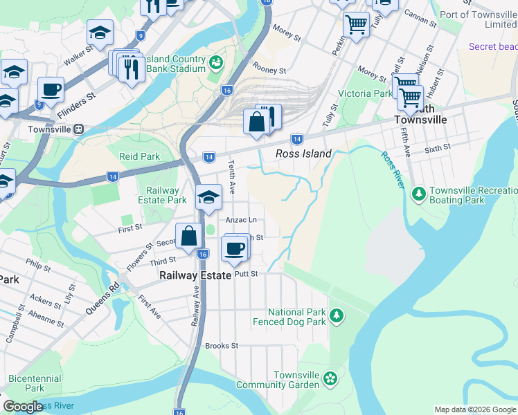 map of restaurants, bars, coffee shops, grocery stores, and more near 24 Twelfth Avenue in Railway Estate