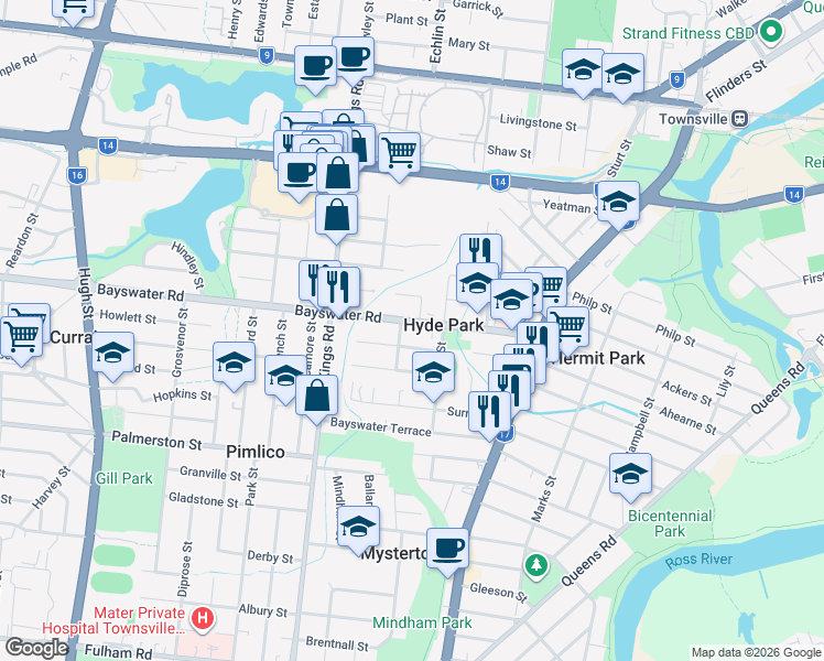 map of restaurants, bars, coffee shops, grocery stores, and more near 40 Bayswater Road in Hyde Park