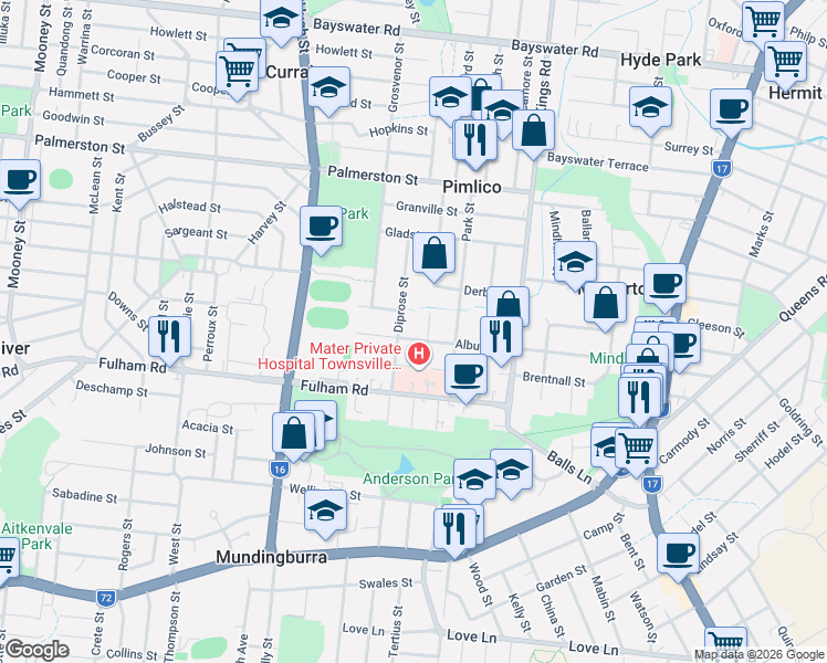map of restaurants, bars, coffee shops, grocery stores, and more near 47 Albury Street in Pimlico