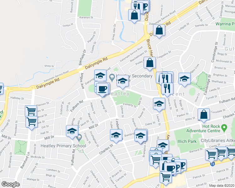 map of restaurants, bars, coffee shops, grocery stores, and more near in Vincent