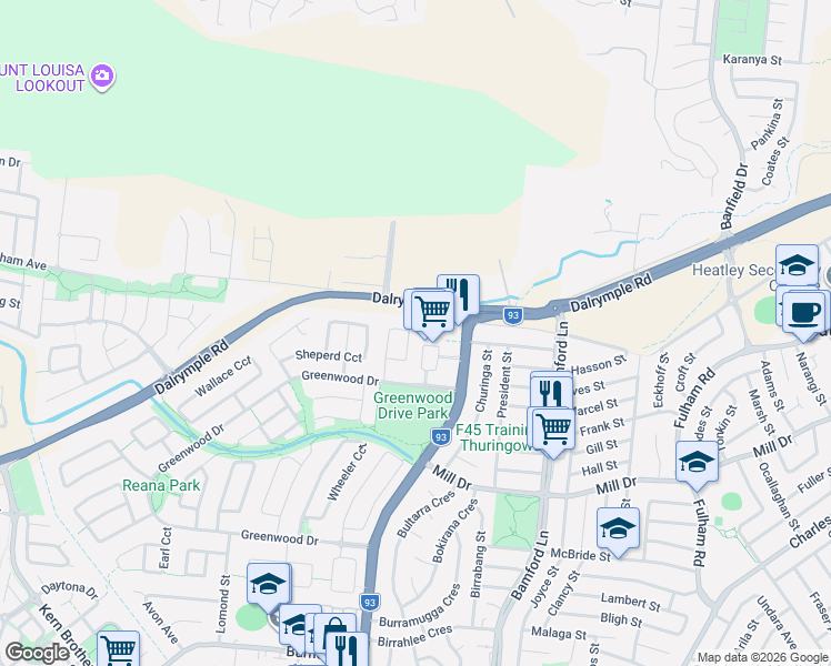 map of restaurants, bars, coffee shops, grocery stores, and more near 39 Crossman Place in Kirwan