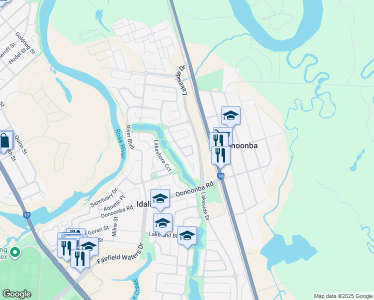 map of restaurants, bars, coffee shops, grocery stores, and more near 5 Summerlake Circuit in Idalia
