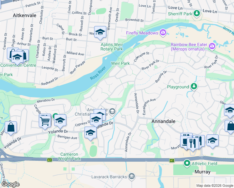 map of restaurants, bars, coffee shops, grocery stores, and more near 12 Perrin Court in Annandale