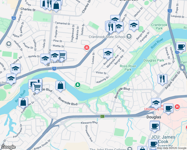 map of restaurants, bars, coffee shops, grocery stores, and more near 4 Selwyn Street in Cranbrook