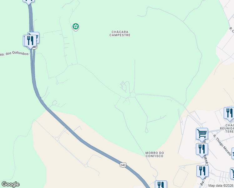 map of restaurants, bars, coffee shops, grocery stores, and more near Rua das Contendas in Contagem