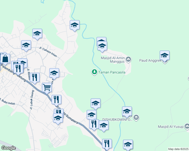 map of restaurants, bars, coffee shops, grocery stores, and more near in Banyu Asin