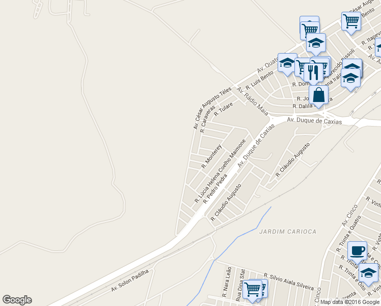 map of restaurants, bars, coffee shops, grocery stores, and more near 2 Rua Fresno in Campo Grande
