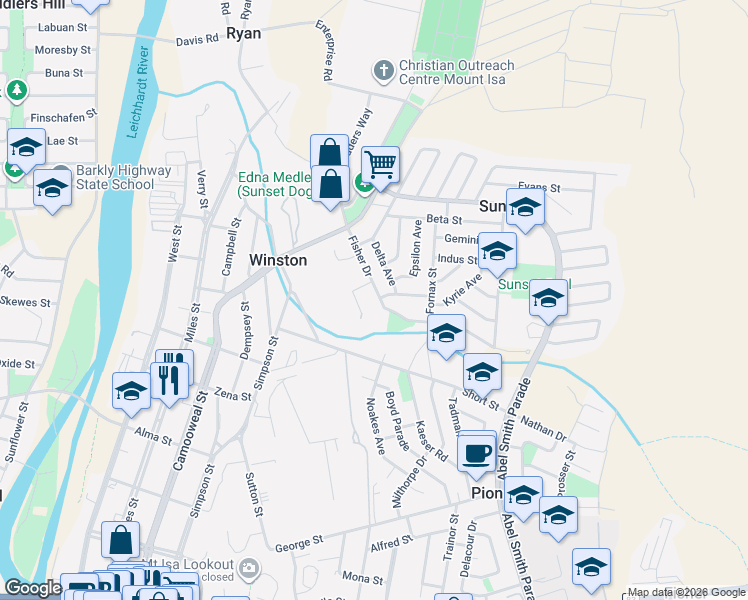 map of restaurants, bars, coffee shops, grocery stores, and more near 25 Fisher Drive in Sunset
