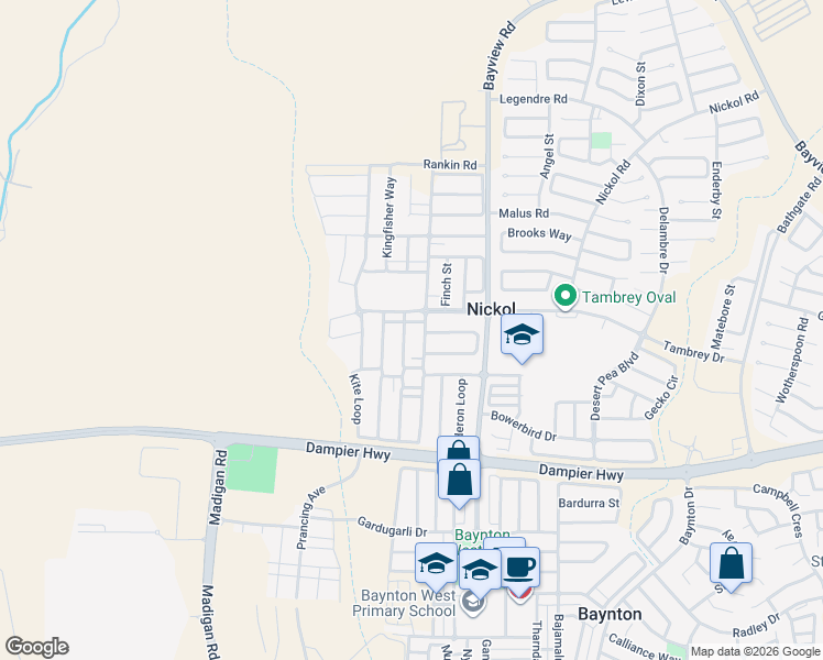 map of restaurants, bars, coffee shops, grocery stores, and more near 5 Sandpiper Turn in Nickol