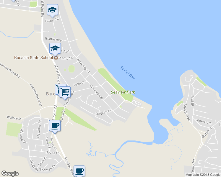 map of restaurants, bars, coffee shops, grocery stores, and more near 43 Bucasia Esplanade in Bucasia