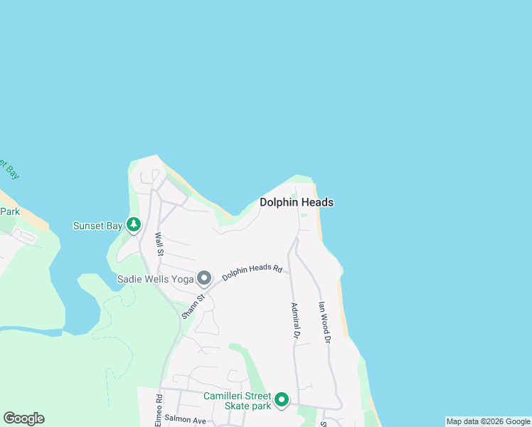 map of restaurants, bars, coffee shops, grocery stores, and more near 17 Beach Road in Dolphin Heads