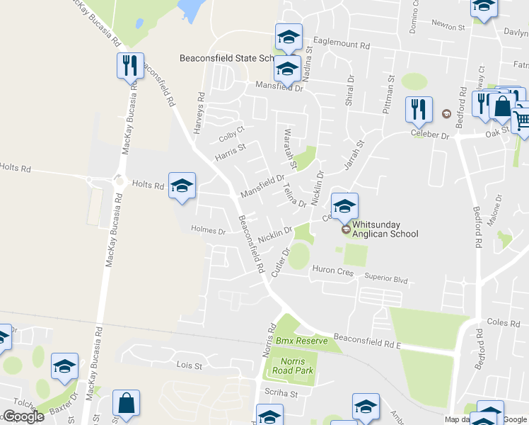 map of restaurants, bars, coffee shops, grocery stores, and more near 7 Dixon Court in Beaconsfield
