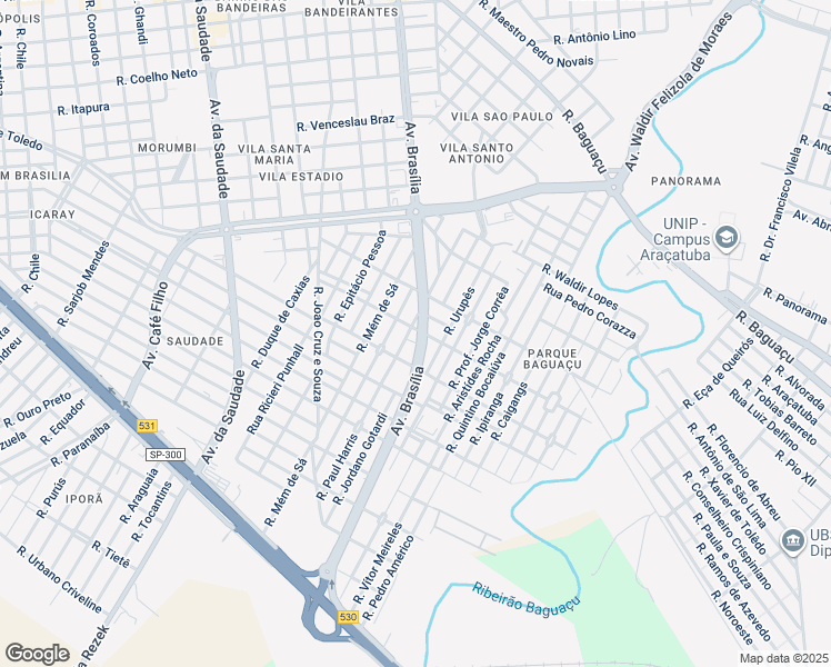 map of restaurants, bars, coffee shops, grocery stores, and more near 1960 Avenida Brasília in Araçatuba
