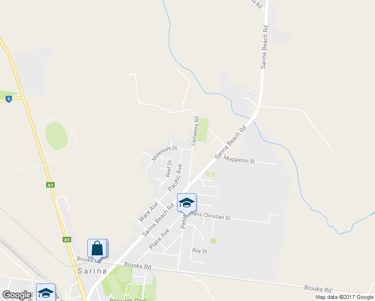 map of restaurants, bars, coffee shops, grocery stores, and more near 31 Cemetery Road in Sarina